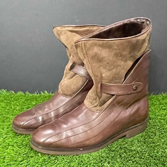 Pino Giardini By Salgo Brown Leather and Suede Shearling Boots. Size 10/US 9. - Picture 2 of 12